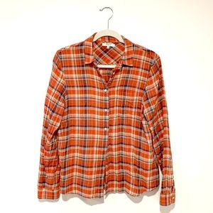 Madewell button up plaid top.